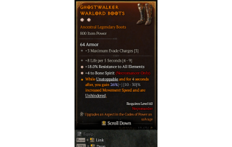 Legendary Boots[Necromancer | *4 BoneSpirit | *18 ResistAll]