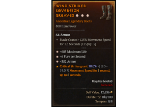 Legendary Boots[*352 Armor | *6 FpS | *685 Life]