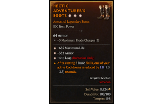 Legendary Boots[Barbarian | *4 Leap | *352 Armor | *685 Life]