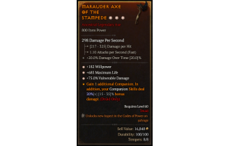 Legendary One-Handed Axe[*75 DMG_Vulnerable | *182 WP | *685 Life]