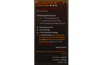 Legendary One-Handed Mace[*75 DMG_Vulnerable | *52.5 DMG | *685 Life]