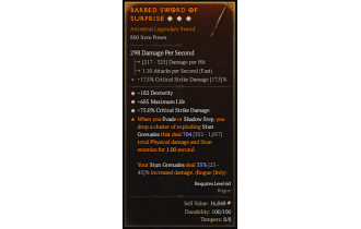 Legendary One-Handed Sword[*75 DMG_Crit | *182 DEX | *685 Life]