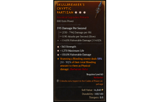 Legendary Polearm[*150 DMG_Vulnerable | *363 STR | *1370 Life]