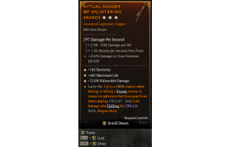 Legendary Dagger[*75 DMG_Vulnerable | *182 DEX | *685 Life]