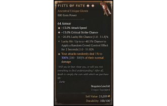 Fists of Fate[*DMG 300 | *13 Crit | *13 ATKSPD | 20.8 LHC | 40.5 LH:CC]