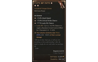 Fists of Fate[*DMG 295 | *77.7 LHC | *13 Crit | *13 ATKSPD | 42.9 LH:CC]