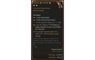 Fists of Fate[*DMG 300 | *13 Crit | *13 ATKSPD | *77.7 LH:CC | 25.6 LHC]