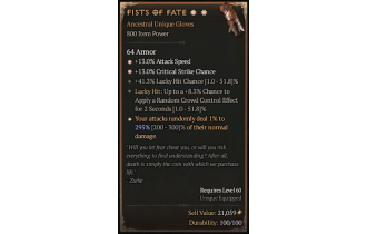 Fists of Fate[*DMG 295 | *13 Crit | *13 ATKSPD | 41.3 LHC | 8.3 LH:CC]