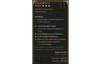 Rakanoth's Wake[*ROLL% 1985 | *34.5 MS | *13.2 CDR | *52.5 ResistAll | 65 DMG_NonPhys]