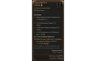 Rakanoth's Wake[*ROLL% 1702 | *13.2 CDR | 22.5 MS | 33 ResistAll | 67 DMG_NonPhys]