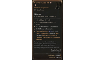 Yen's Blessing[*UNIQUE 58 | *52.5 ResistAll | *18 RG | 22 MS | 52 ALL]