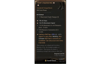 Yen's Blessing[*UNIQUE 58 | *34.5 MS | *98 ALL | 35 ResistAll | 9 RG]