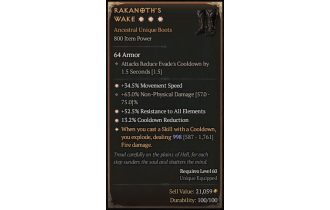 Rakanoth's Wake[*ROLL% 1013 | *34.5 MS | *13.2 CDR | *52.5 ResistAll | 63 DMG_NonPhys]