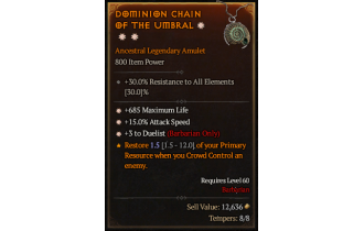 Legendary Amulet[Barbarian | *3 Duelist | *15 ATKSPD]