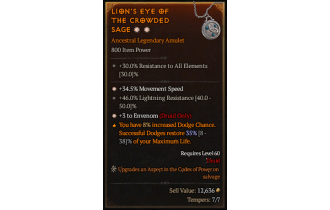 Legendary Amulet[Druid | *3 Envenom | *34.5 MS]