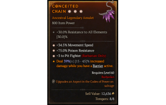 Legendary Amulet[Barbarian | *3 PitFighter | *34.5 MS | *75 PR]