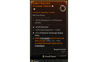 Legendary Amulet[Rogue | *3 AlchemicalAdvantage | *23.6% DEX | 9.8 ATKSPD]