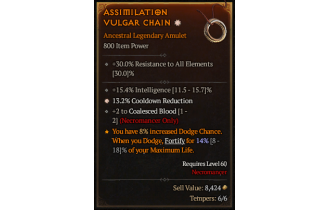 Legendary Amulet[Necromancer | *13.2 CDR | 2 CoalescedBlood | 15.4% INT]