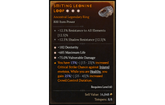 Legendary Ring[*182 DEX | *685 Life | *75 DMG_Vulnerable]