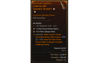 Legendary Gloves[Flurry | *4 Flurry | *12 Crit | 107 DEX]