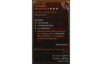 Legendary Gloves[Whirlwind | *4 Whirlwind | *15 ATKSPD | *182 STR]