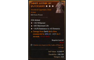 Legendary Chest Armor[*18 ResistAll | *182 WP | *685 Life]