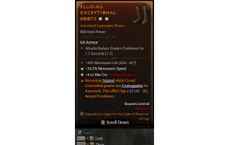 Legendary Boots[Barbarian | *4 WarCry | *34.5 MS | 450 Life]