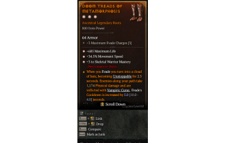 Legendary Boots[Necromancer | *3 SkelWarrior | *34.5 MS | *685 Life]