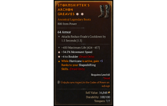 Legendary Boots[Druid | *4 Boulder | *34.5 MS | 450 Life]