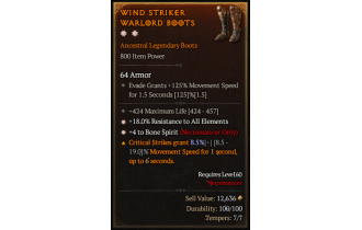 Legendary Boots[Necromancer | *4 BoneSpirit | *18 ResistAll | 424 Life]