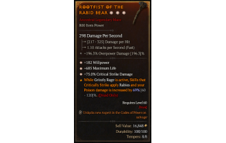 Legendary One-Handed Mace[*75 DMG_Crit | *182 WP | *685 Life]