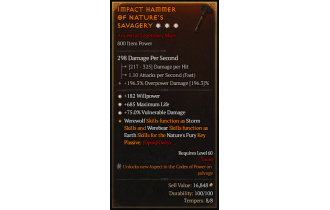 Legendary One-Handed Mace[*75 DMG_Vulnerable | *182 WP | *685 Life]