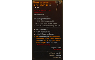 Legendary Two-Handed Mace[*210 DMG_Overpower | *363 INT | *1370 Life]