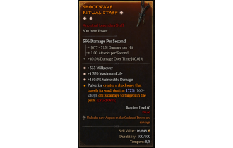 Legendary Staff[*150 DMG_Vulnerable | *363 WP | *1370 Life]