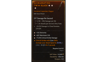 Legendary Dagger[*75 DMG_Crit | *182 DEX | *685 Life]