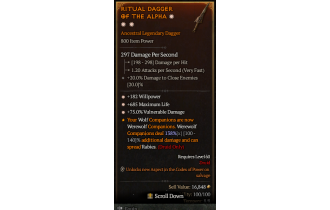 Legendary Dagger[*75 DMG_Vulnerable | *182 WP | *685 Life]