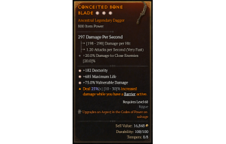 Legendary Dagger[*75 DMG_Vulnerable | *182 DEX | *685 Life]