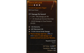 Legendary Dagger[*75 DMG_Crit | *182 DEX | *685 Life]