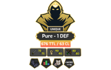 Pure - 1 DEF | TTL: 676 | CL: 63 [NO EMAIL SET, Mithril Gloves, God Book + MORE!]