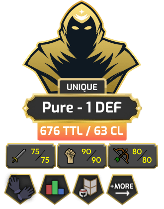 Pure - 1 DEF | TTL: 676 | CL: 63 [NO EMAIL SET, Mithril Gloves, God Book + MORE!]