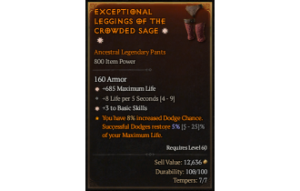 Legendary Pants[*3 BasicSkills | *685 Life]