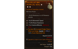 Legendary Amulet[Barbarian | *3 Counteroffensive | *34.5 MS | *75 PR]