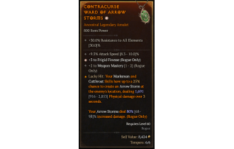 Legendary Amulet[Rogue | *3 FrigidFinesse | 2 WeaponMastery | 9.3 ATKSPD]