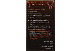 Legendary Amulet[Rogue | *3 FrigidFinesse | *12 Crit]