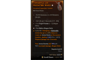 Legendary Amulet[Rogue | *3 Malice | 2 FrigidFinesse]