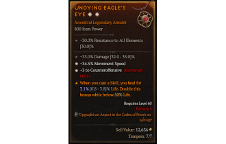 Legendary Amulet[Barbarian | *3 Counteroffensive | *34.5 MS | 33 DMG]