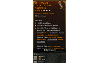 Legendary Gloves[*15 ATKSPD | *68.7 LH:Res | *75 DMG_Crit]