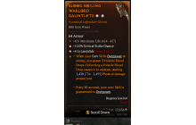 Legendary Gloves[Landslide | *4 Landslide | *12 Crit | 431 Life]