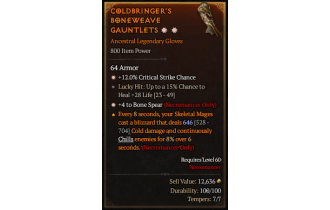 Legendary Gloves[BoneSpear | *4 BoneSpear | *12 Crit]