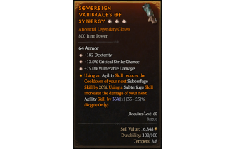 Legendary Gloves[*12 Crit | *75 DMG_Vulnerable | *182 DEX]